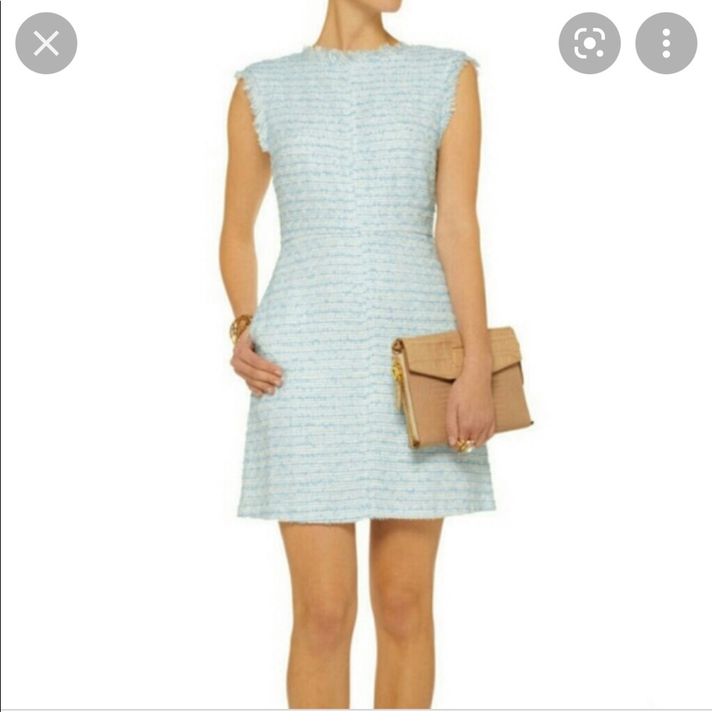 Alice and Olivia Blue and White Tweed Grisel Dress Size 4